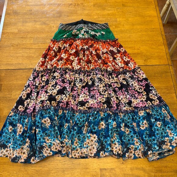 Anthropologie Bhanuni by Jyoti Tiered Colourful Maxi Skirt Size 0 - Picture 3 of 14